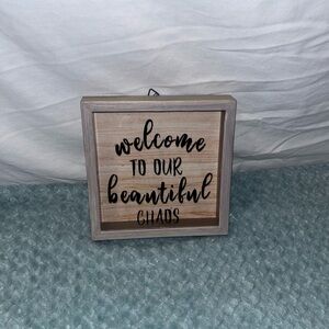 Wooden Wall Sign with Black Text